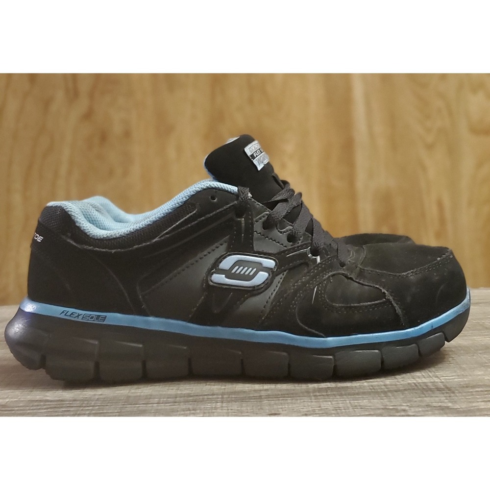 Skechers Synergy Sandlot Shoes Womens Size 9.5 Black Slip Resistant Alloy Toe